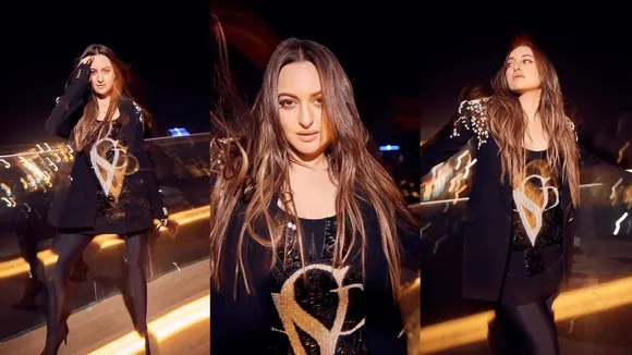 Sonakshi Sinha looks glamorous in western dress, Carrie's black blazer-mini skirt, you can also try it for night party