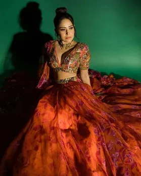Nushrratt Bharuccha orange lehenga