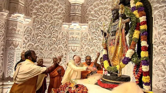 PM Narendra Modi | PM Narendra Modi Ram Mandir | PM Narendra Modi Ram Temple Ayodhya | PM Modi Ral Lalla Pran Pratishtha Photo | PM Narendra Modi Dress | Ayodhya Ram Mandir PM Modi Photo
