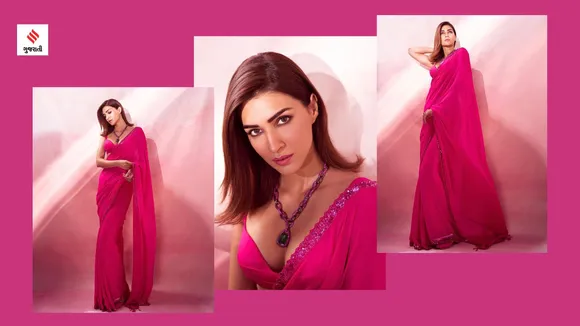 Kriti Sanon saree look Photos Teri Baaton Mein Aisa Uljha Jiya Movie fashion tips