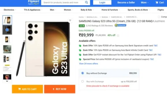 Samsung Galaxy S23 Ultra price deal India Flipkart offer best price