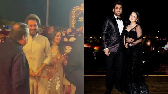 ms Dhoni plays dandiya, Anant Ambani Radhika Merchant Pre Wedding