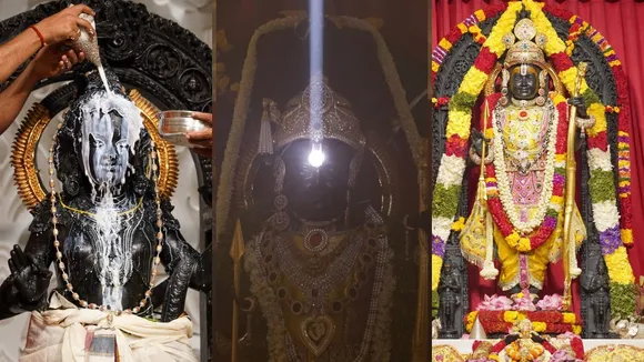 ram navami | ram navami in ayodhya photo | ayodhya ram temple surya tilak | surya tilak on ram lalla | ayodhya ram navami | ayodhya ram lalla darshan on ram navami | ayodhya ram lalla photo | ayodhya surya tilak | ayodhya ram mandir surya tilak photo