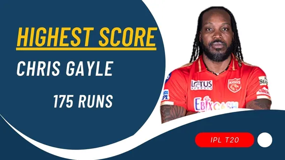 ipl records highest score chris gayle, આઈપીએલ સર્વાધિક સ્કોર રેકોર્ડ 175 અણનમ રન સાથે ક્રિસ ગેલ ધરાવે છે