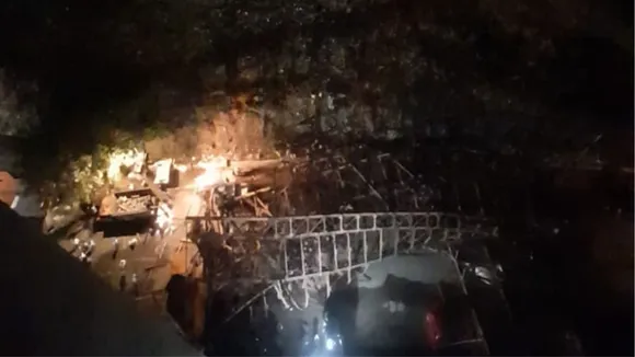 metal parking tower collapses in mumbai