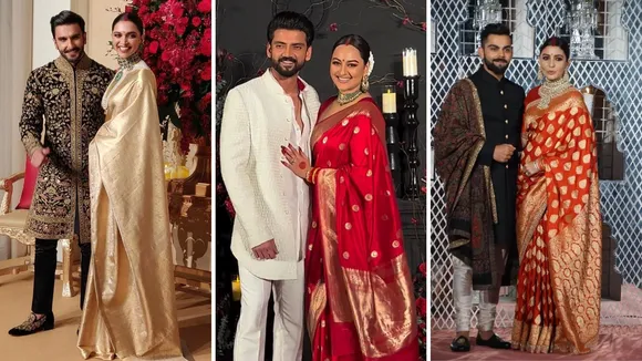 sonakshi Sinha red saree wedding | sonakshi Sinha wedding look | sonakshi Sinha zaheer iqbal wedding look | deepika Padukone saree look | anushka sharma saree look | alia bhatt saree look | katrina kaif wedding look