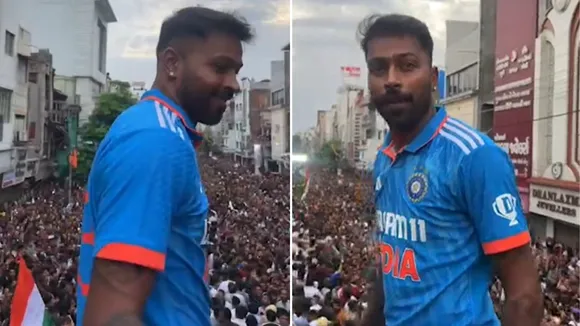 hardik pandya victory road show, hardik pandya