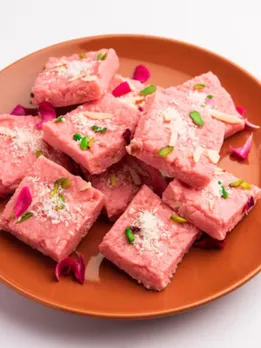 Coconut Rose Barfi Easy Recipe