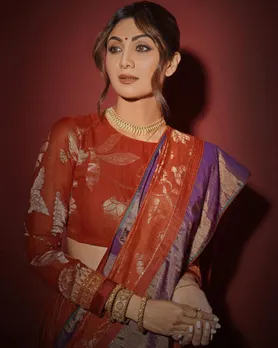 Shilpa Shetty Karva Chauth Red Outfit