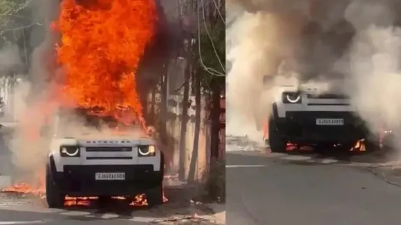 Vadodara, Land Rover Defender, કારમાં આગ, વડોદરા