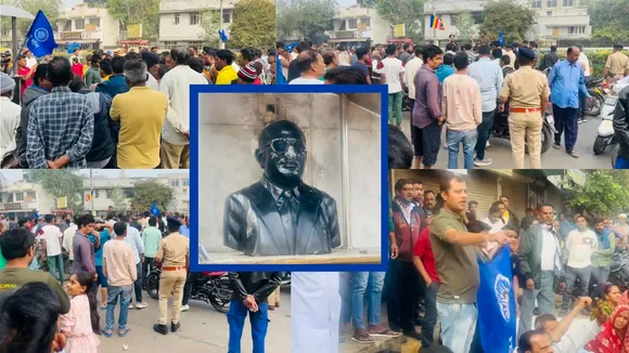 Ambedkar statue vandalised, Khokhara, Ahmedabad