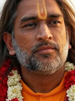 Cricketers Dhoni AI Monk images, MS Dhoni