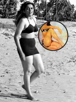 Meenakshi Shirodkar bikini history, Brahmachari movie 1938 bikini scene,