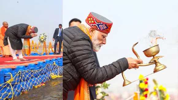 pm narendra modi | pm modi visit maha kumbh | pm modi in maha kumbh snan | pm modi snan in maha kumbh | pm modi visit prayagraj | maha kumbh 2025 mela | prayagraj kumbh mela | પીએમ મોદી મહા કુંભ સ્નાન | મહા કુંભ મેળો 2025 સ્નાન