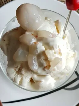 easy Lychee ice cream recipe in gujarati