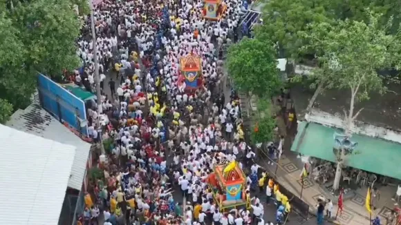 drone views of Ahmedabad Rath Yatra