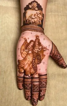 Radha Krishna Theme Mehndi, જન્માષ્ટમી રાધા કૃષ્ણ મહેંદી ડિઝાઇન