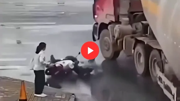 viral video, bike, truck accident