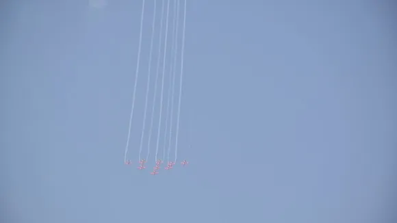 Exciting air show by Suryakiran Aerobatic Team SKAT