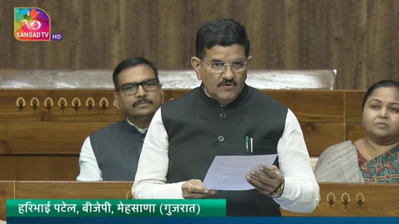 Haribhai Patel, MP from Mehsana, raising the demand for a US Visa Application Center (VFS) in Gujarat.