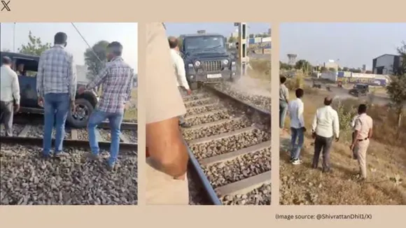Drunk man drives SUV on railway tracks 