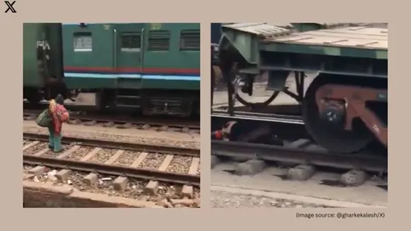 Woman survives, Train, Viral Video