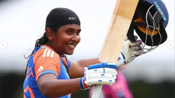 trisha scored century against scotland