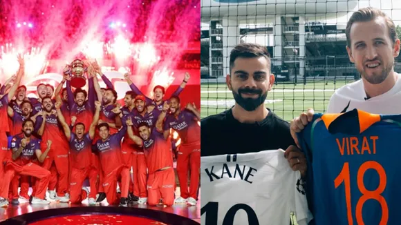 Royal Challengers Bengaluru With IPL Trophy, Harry Kane With Kohli