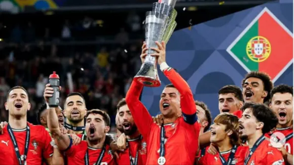 Cristiano Ronaldo and Portugal Team With Nations League Trophy