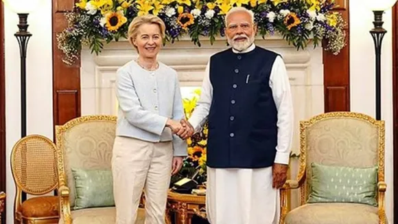Narendra Modi and President of the European Commission Ursula von der Leyen