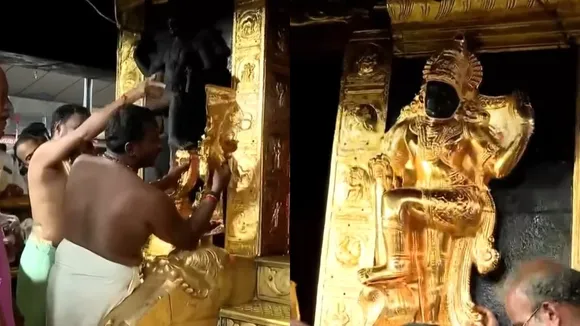 Sabarimala Dwarapalaka Sculpture Gold Plating