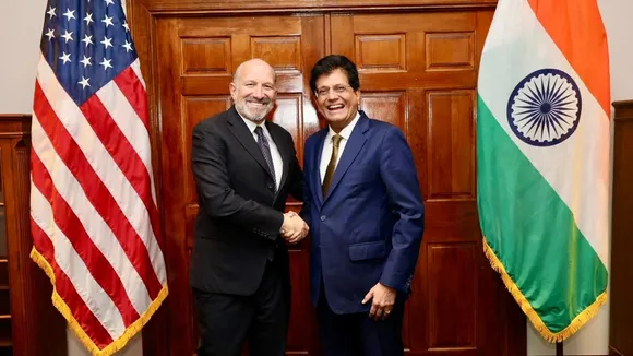 Commerce Minister Piyush Goyal with US Commerce Secretary Howard Lutnick