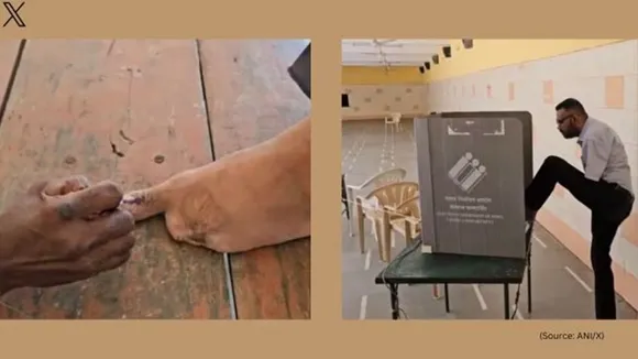 Gujarat man casts his vote with toe