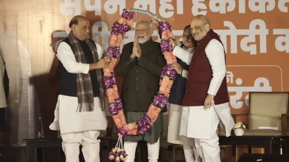 PM Narendra Modi, Union Minister Amit Shah, Rajnath Singh and party president JP Nadda 