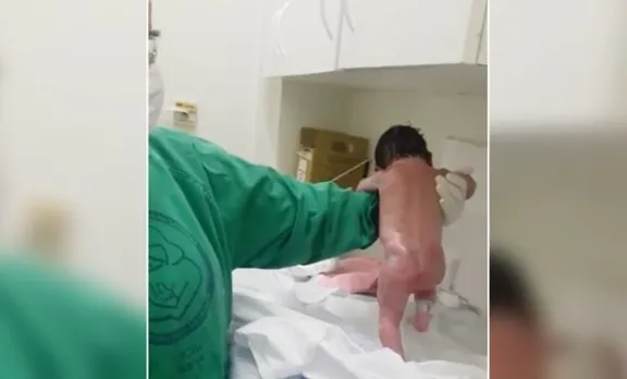 'മൊട്ടേന്ന് വിരിയും മുമ്പ് 'ചുവടുവെച്ച്  നവജാത ശിശു; വീഡിയോ വൈറല്‍