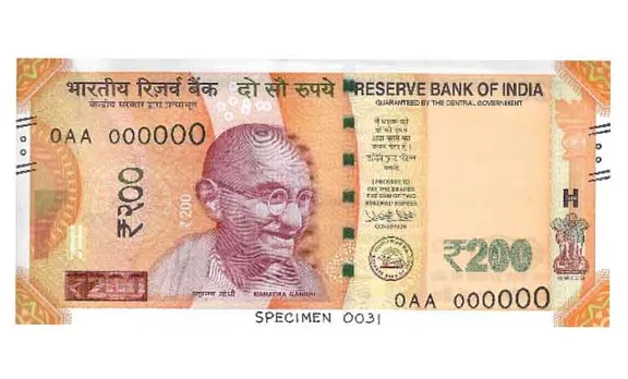 200 rupees currency, RBI