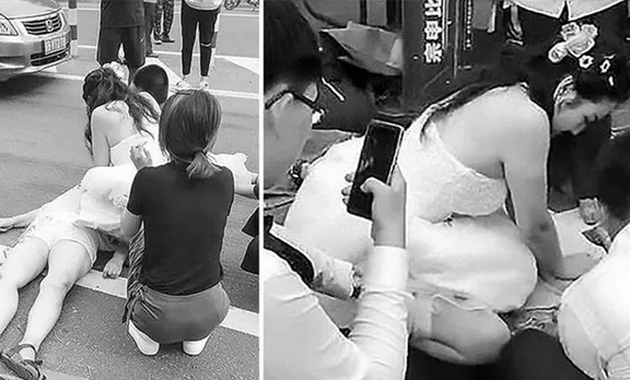 വിവാഹദിനം മറന്ന് വധു ഓടി, റോഡിൽ വീണ യാത്രക്കാരിയുടെ ജീവനായി