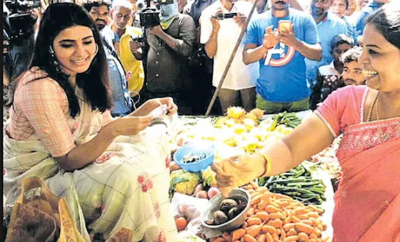 പച്ചക്കറി വിൽപ്പനക്കാരിയായി സാമന്ത; സിനിമയല്ല, ജീവിതം!