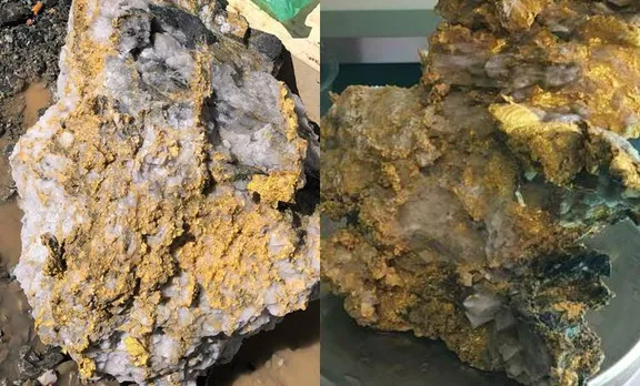 പാറക്കഷ്ണങ്ങളിൽ പറ്റിപ്പിടിച്ച് സ്വർണക്കട്ടി, കണ്ടെത്തിയത് നൂറ്റാണ്ടിലെ വലിയ സ്വർണശേഖരം