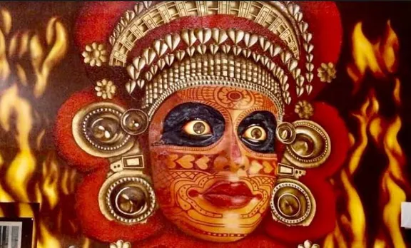 vishnumoorthi theyyam image in kannur airport, kial,