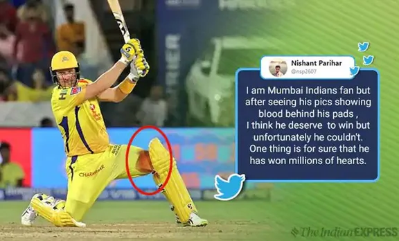 shane watson,ഷെയ്ന്‍ വാട്സണ്‍, chennai super kings,ചെന്നെെ സൂപ്പർ കിങ്സ്, mumbai indians, മുംബെെ ഇന്ത്യന്‍സ്,csk vs mi, ipl 2019 final, shane watson bloody knee, watson ipl final knee injury, watson bloody knee photo, indian express, sports news, cricket news,