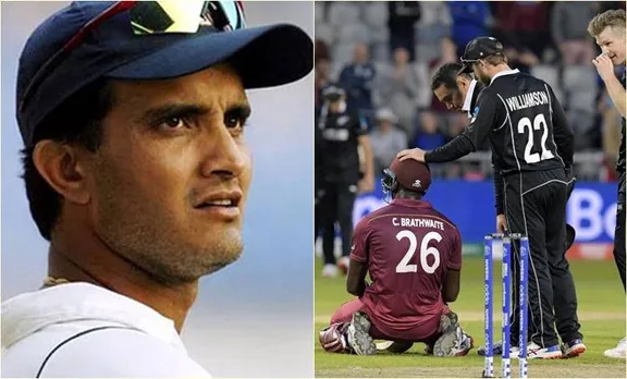 Ganguly, Sourav Ganguly, Carlos Brathwaite, Carlos Brathwaite 101 vs New Zealand, Carlos Bratwaite ODI century, Carlos Brathwaite World Cup 2019, West Indies vs New Zealand, New Zealand vs West Indies, NZ vs WI, WI vs NZ, ICC World Cup 2019, Carlos Brathwaite's best innings