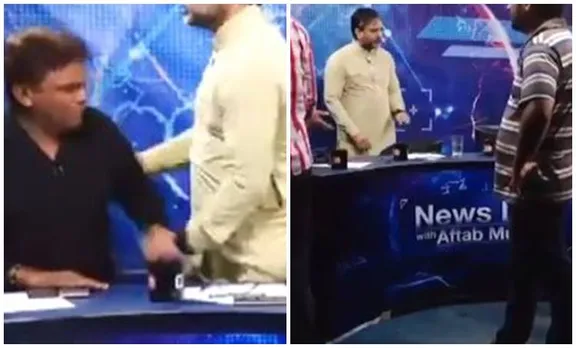 ചാനല്‍ ചര്‍ച്ചക്കിടെ മാധ്യമപ്രവര്‍ത്തകനെ മര്‍ദിച്ച് പാക് നേതാവ്