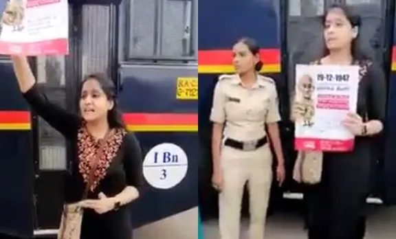 ഒറ്റയ്‌ക്കാണെങ്കിലും ഞാനിവിടെ പ്രതിഷേധിക്കും; പൊലീസിനു മുന്നിൽ കത്തിക്കയറി പെണ്‍കുട്ടി, വീഡിയോ
