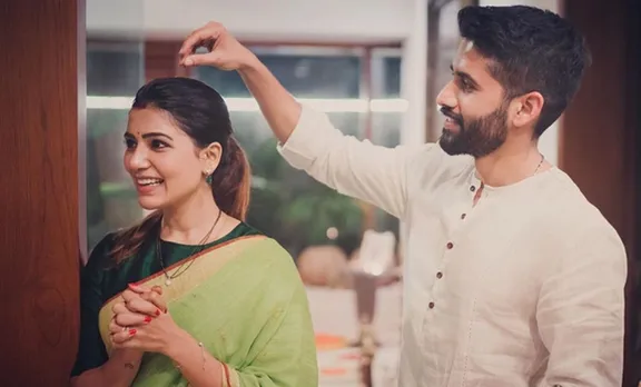 Rana Daggubati, Miheeka Bajaj, Rana Daggubati Miheeka Bajaj, Rana miheeka post wedding celebration, Rana daggubati miheeka bajaj satyanarayana puja, Samantha Akkineni, Naga Chaitanya, റാണാ ദഗ്ഗുബാട്ടി, മിഹീഖ, സാമന്ത, നാഗ ചൈതന്യ