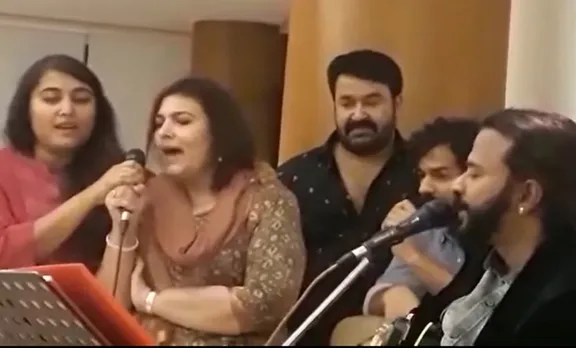mohanlal, mohanlal family, mohanlal singing with family