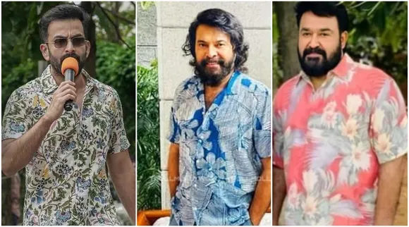 Mammootty, Mohanlal, Prithviraj, Mammootty latest photos, Mohanlal latest photos, Prithviraj photos, floral print dress, floral print shirt, മോഹൻലാൽ, മമ്മൂട്ടി, പൃഥ്വിരാജ്, ഫ്ളോറൽ പ്രിന്റ്