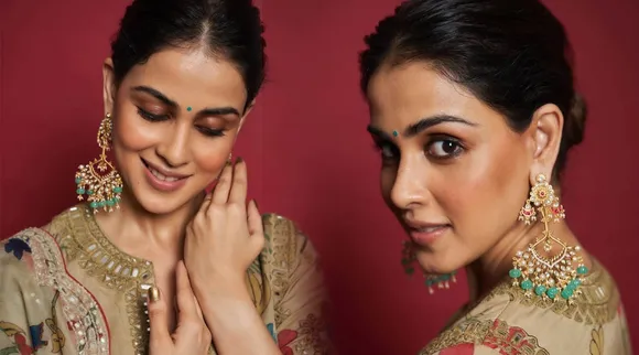 ഷറാറ സെറ്റിൽ തിളങ്ങി ജെനീലിയ ഡിസൂസ; കമ്മലിന്റെ വില അറിയാമോ?