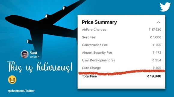 CUTE charge airlines, CUTE charge Indigo ticket, viral tweet cute charge
