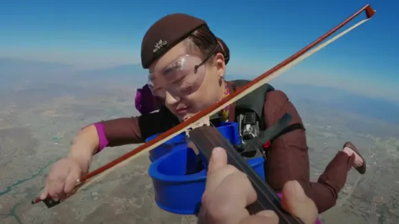 Etihad Airways | mid-air orchestra skydiving stunt